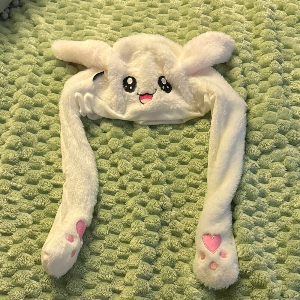 iHeartRaves White Bunny Hat with Pink Details